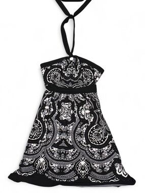 White House Black Market Black White Paisley Halter Dress